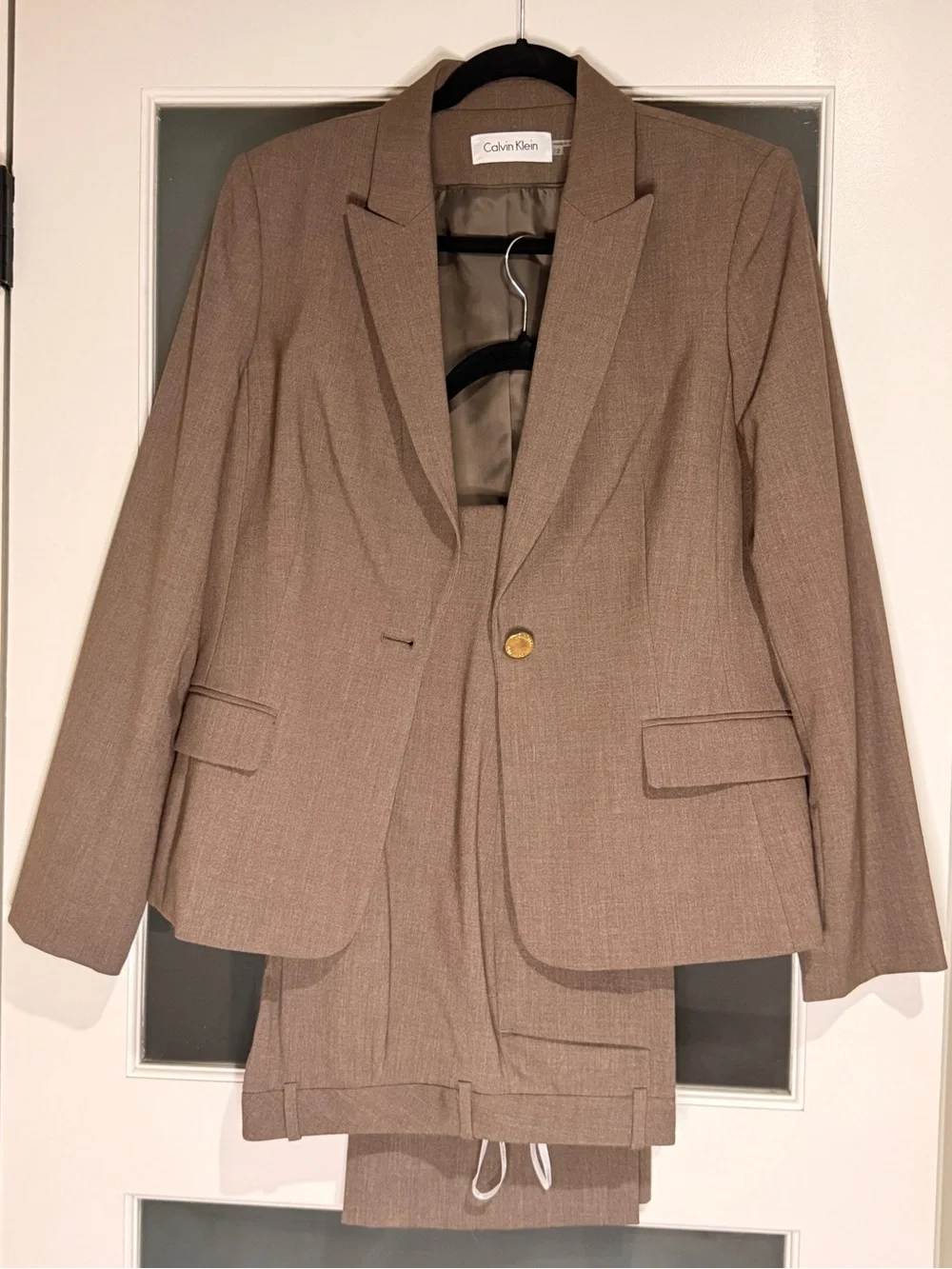 Calvin Klein Women’s Modern Fit Brown/Taupe Pantsuit – Blazer Size 12 + Petite P